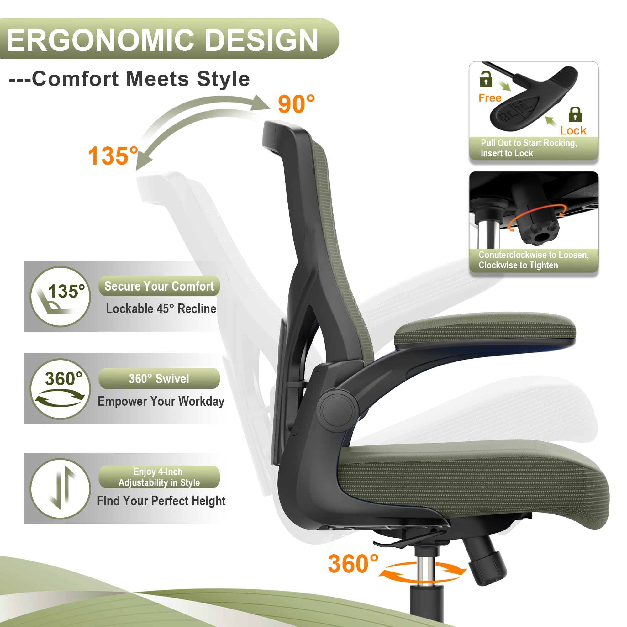 High Back Ergonomic Office Chair with Lumbar Support