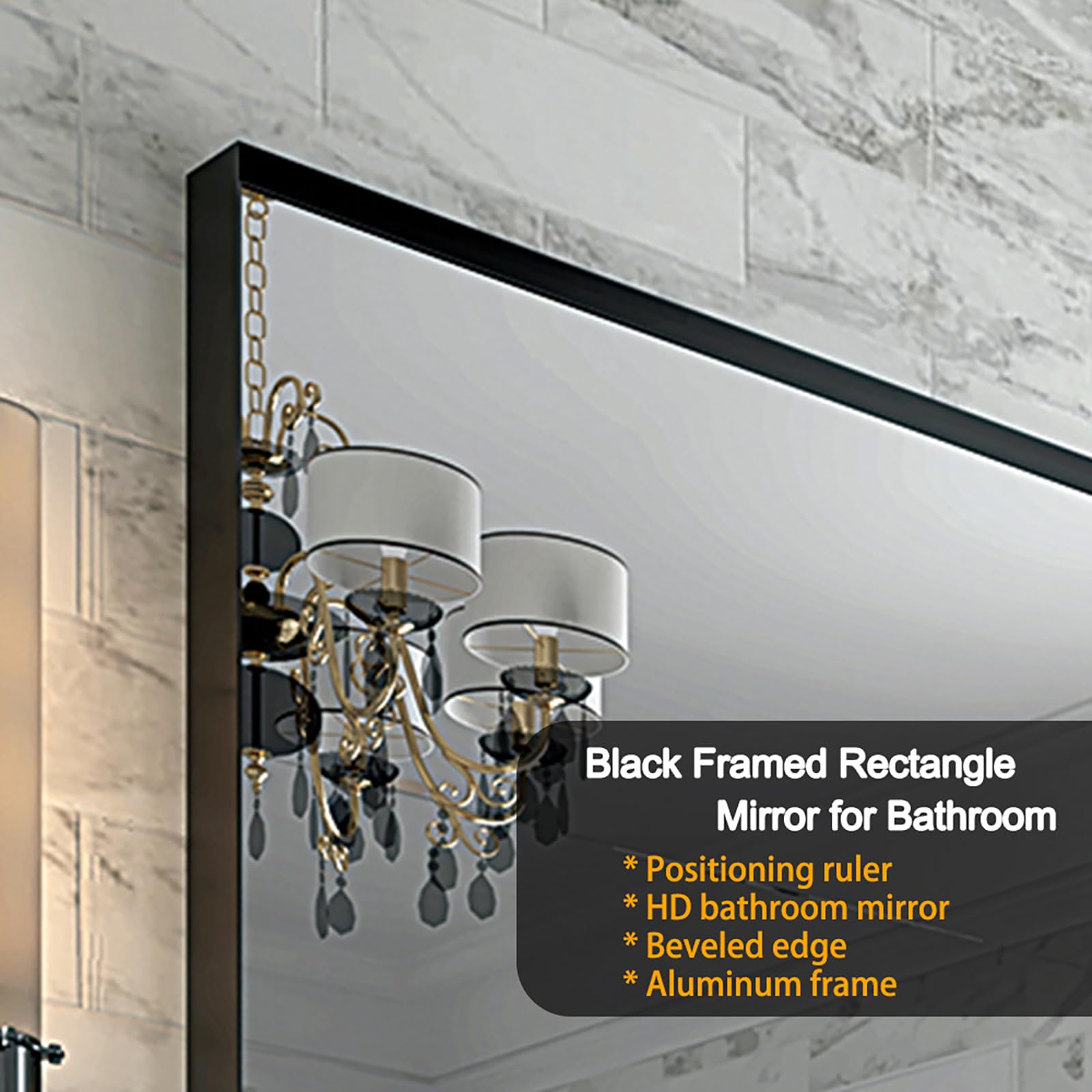 Bathroom Mirrors, Black Metal Framed Vanity Mirror for Over Sink Wall