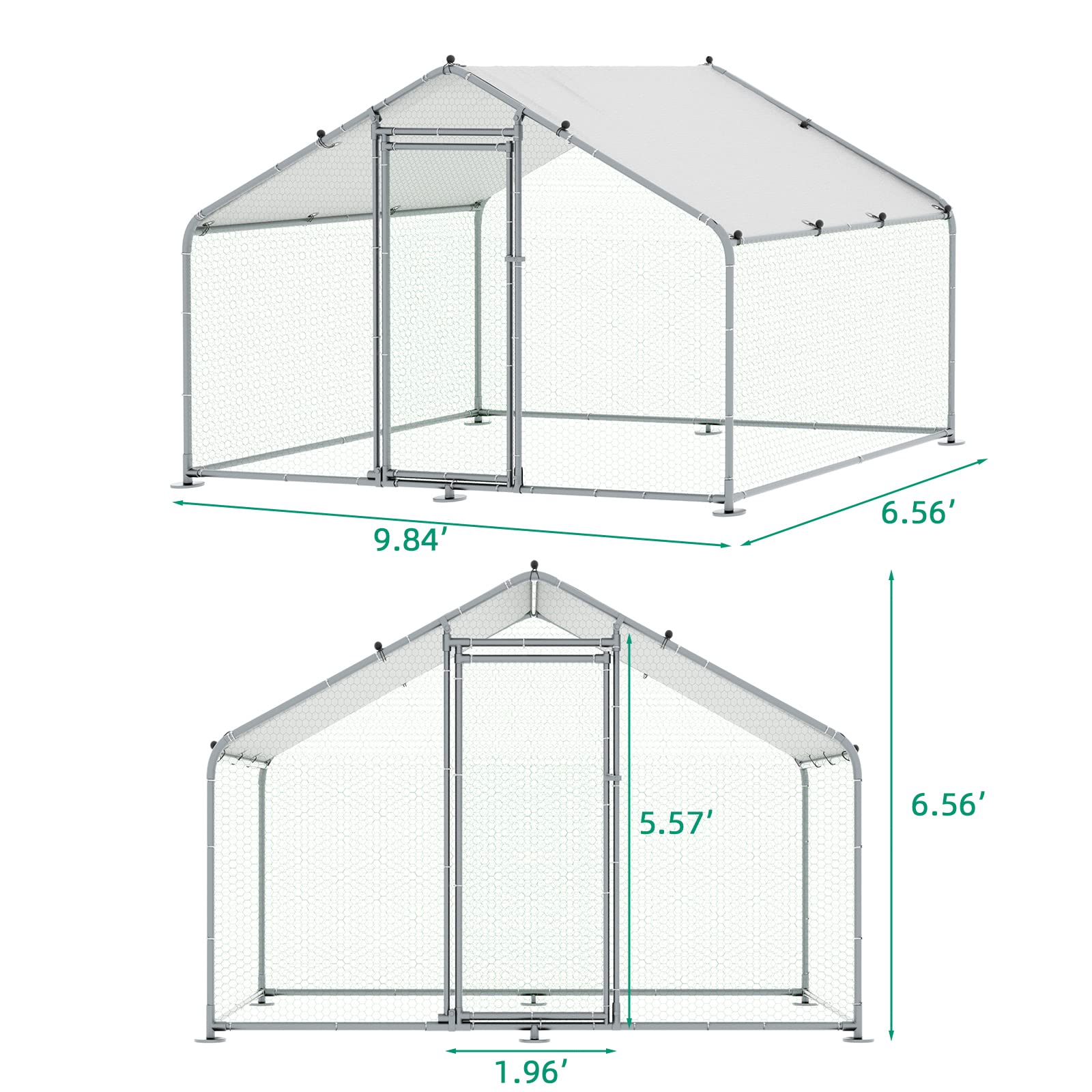 Walk-In Chicken Coop with Roof Cover – Secure Outdoor Run for Chickens, Ducks & Rabbits