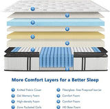 King Mattress 12 Inch, Pillow Top Cool Gel Memory Hybrid Mattress