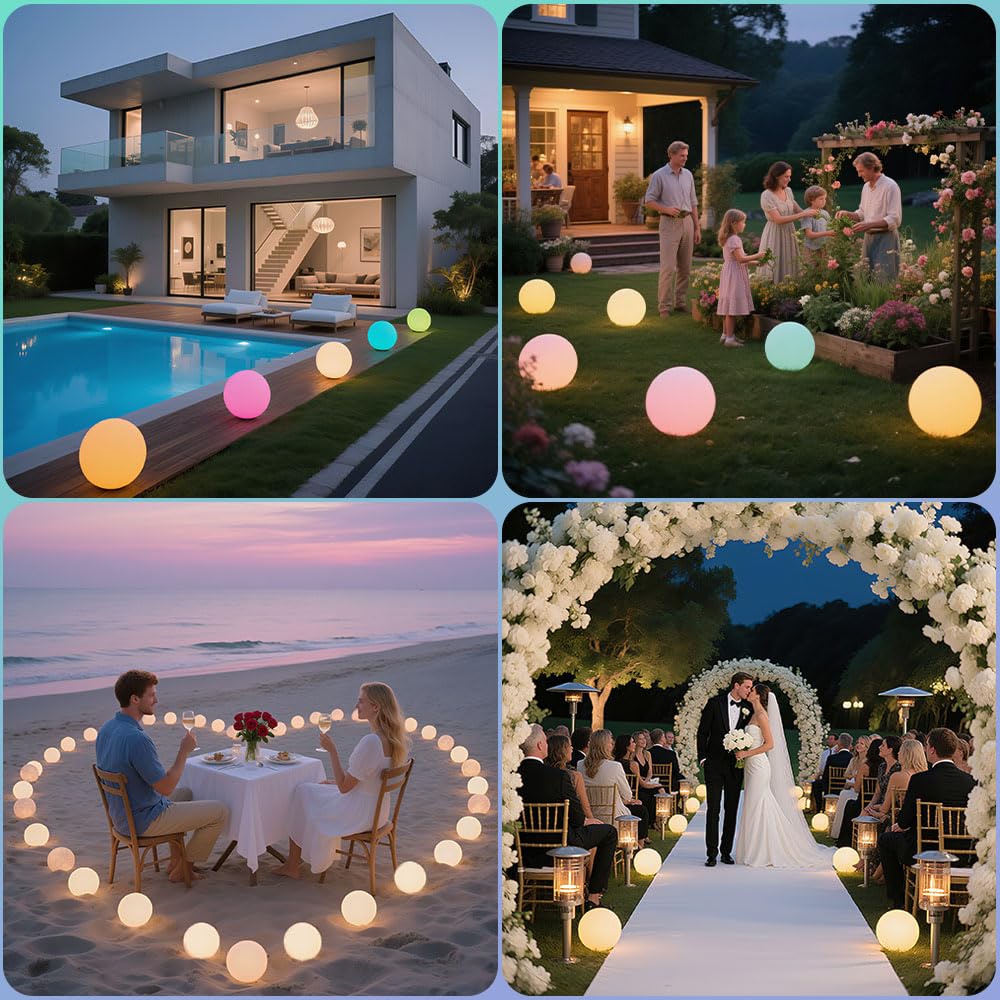 8-in Solar Globe Light Outdoor Waterproof Solar Ball Light for Garden