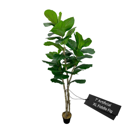 Handmade 7' Artificial Large Leaf Fig Tree - Artificial Tree Home and Office Decor - Real Touch - Living Room or Office