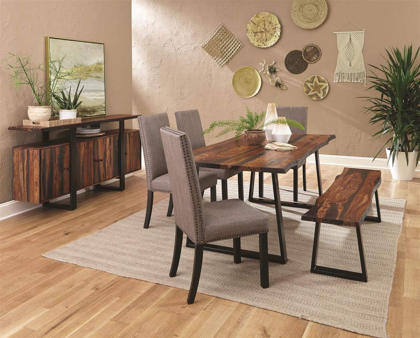 Live Edge Dining Bench Grey and Black