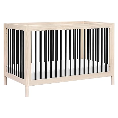 Gelato 4-in-1 Convertible Crib with Toddler Bed Conversion in White and Washed Natural