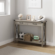 Console Table with 2 Drawers, Farmhouse Entryway Table with Storage Shelf, Accent