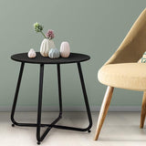 End Table, Round Metal Side Table with Removable Tray, Small Storage Side Table Outdoor