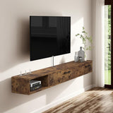 Farmhouse Floating TV Stand with 2 Doors,47'' Under TV Shelf Floating