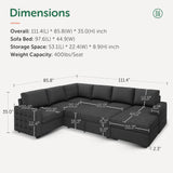 Sectional Sleeper Sofa with Pull Out Bed, Reversible Sectional Sleeper Couch