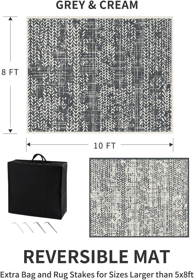 Outdoor Rug 8x10 Waterproof-Patio Rug Mat Outdoor Carpet Reversible RV Camping