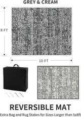 Outdoor Rug 8x10 Waterproof-Patio Rug Mat Outdoor Carpet Reversible RV Camping
