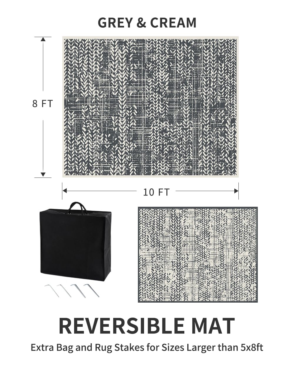 Outdoor Rug 8x10 Waterproof-Patio Rug Mat Outdoor Carpet Reversible RV Camping