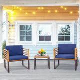 3 Pieces Acacia Wood Patio Bistro Set, Outdoor Conversation Set