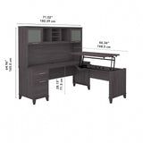 SET015SG Somerset 35-Inch -41-Inch Adjustable Desk with Hutch, Storm Gray