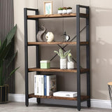 5 Tier Bookcase, Solid Wood Bookshelf Rustic Vintage Industrial Etagere Bookcase