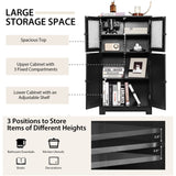 Storage Cabinet with Doors - Bathroom Floor Cabinet, Freestanding Tall Cabinet w/ 2