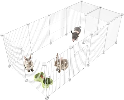 Pet Playpen,Small Animals Cage DIY Wire Portable Yard Fence with Door for Indoor/Outdoor Use,Puppies,Kitties,Bunny,Turtle 48" x 24" x 16"