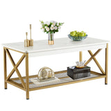 Coffee Table with Storage Shelf for Living Room,Industrial Style,Easy Assembly