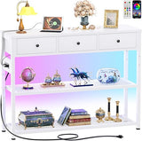 Console Table for Entryway with Power Strip, Entryway Table with RGB LED Lights