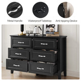 Black Dresser for Bedroom Long Dresser with 6 Drawers