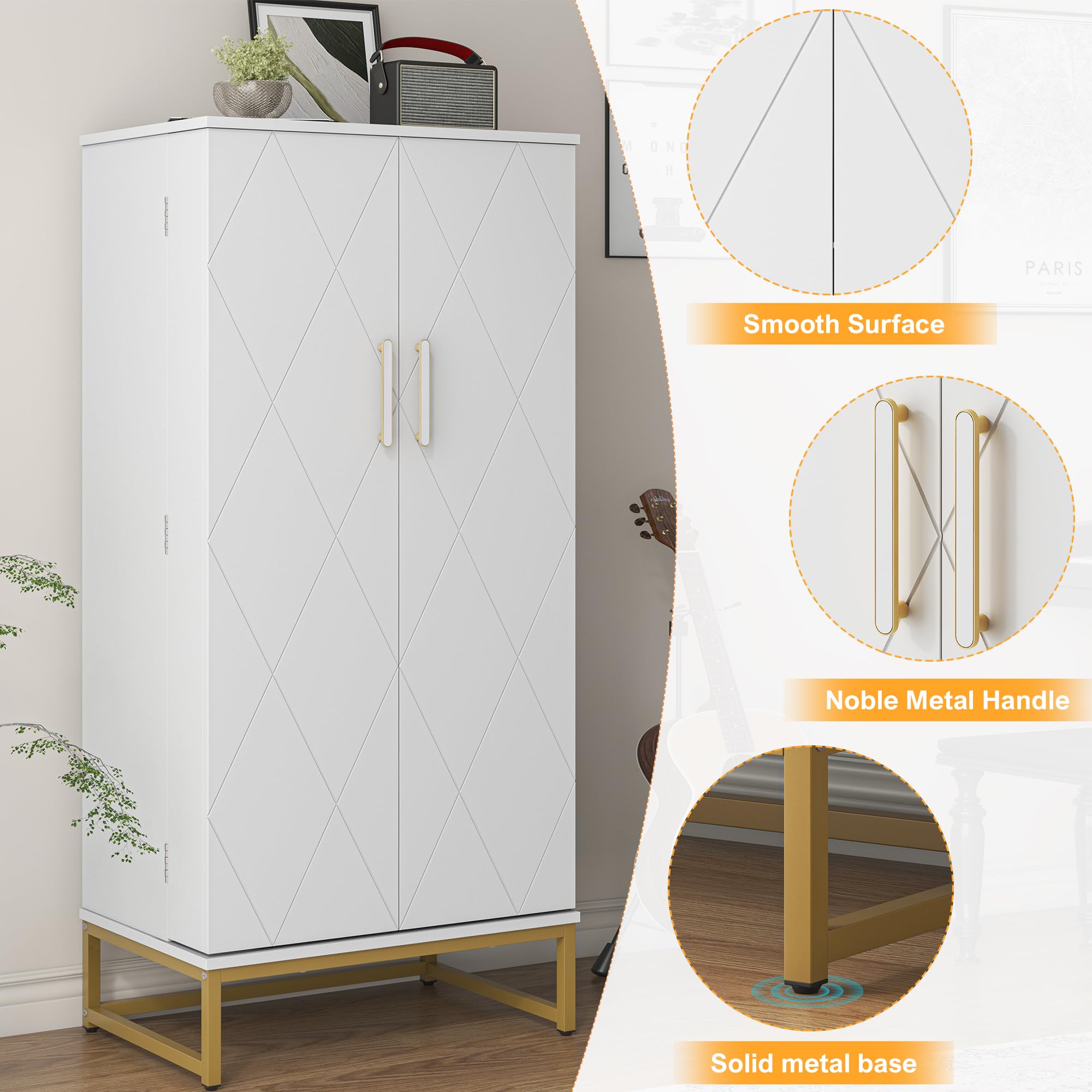 51” Pantry Cabinets, White Freestanding Kitchen Pantry Storage Cabinet with Adjustable