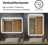 36x28 LED Bathroom Mirror with Bluetooth Speaker & Anti-Fog