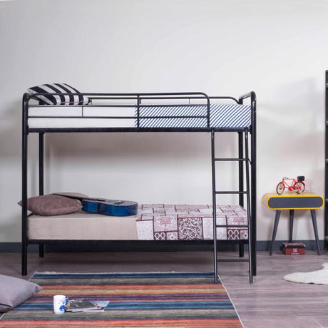 Twin Over Twin Metal Bunk Bed in Black