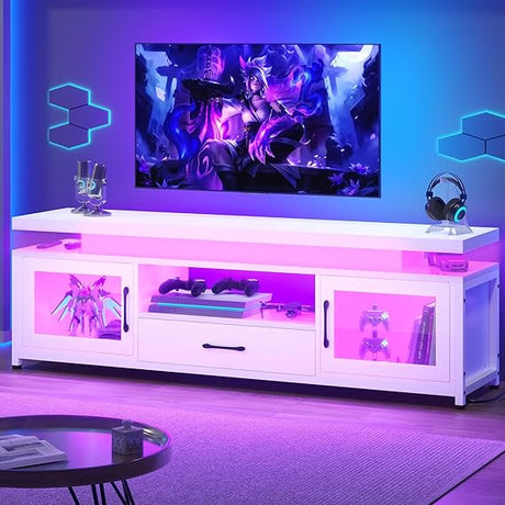 LED TV Stand with Power Outlets for 55/60/65 Inch TV, Gaming Entertainment Center