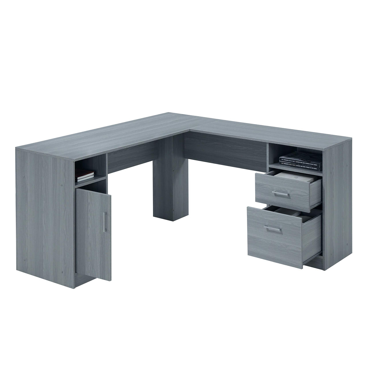 Mobili Functional L-Shaped Computer Desk with storage, L is ⁠59.5" wide x 59.5" Long