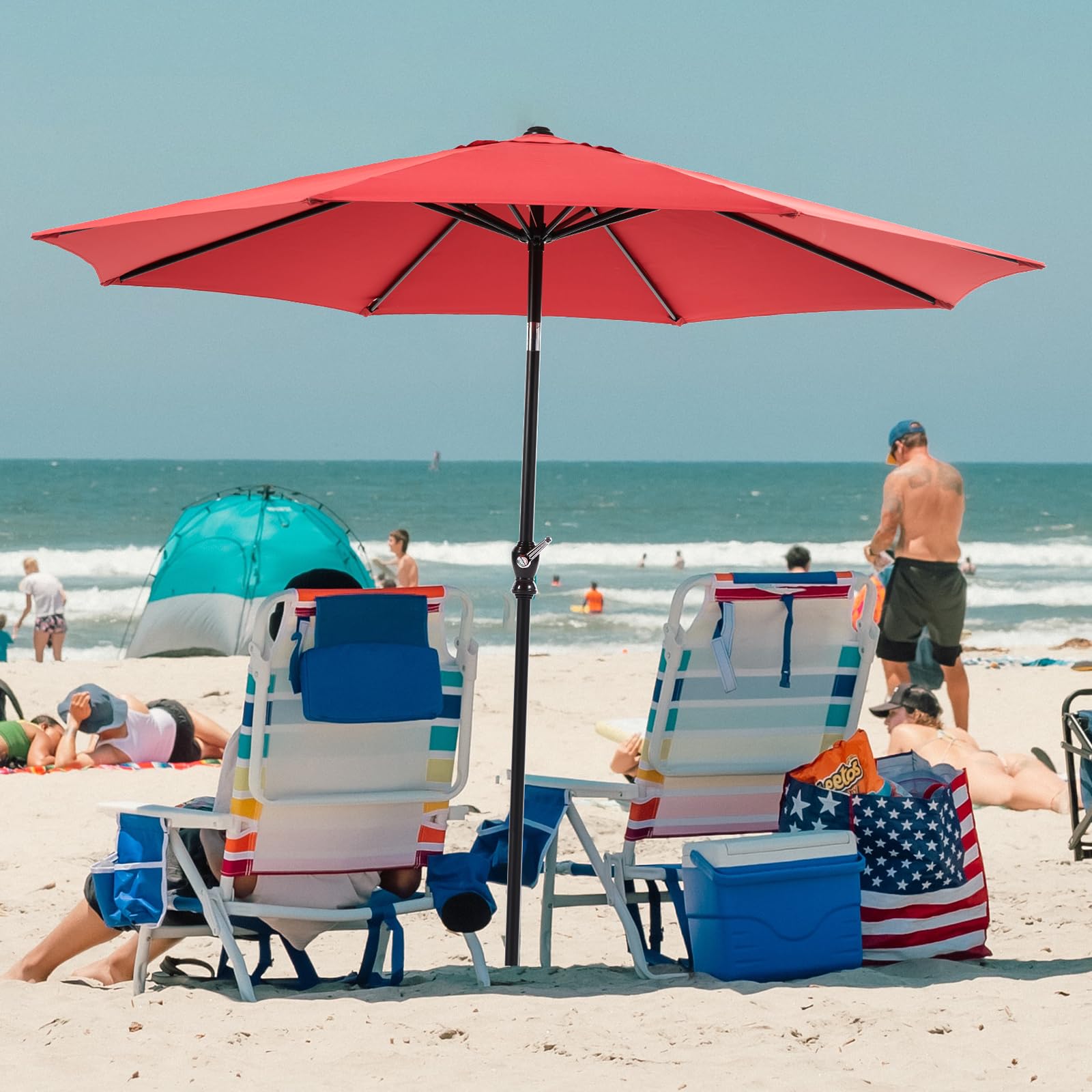 9FT Outdoor Patio Umbrella with Push Button Tilt and Crank