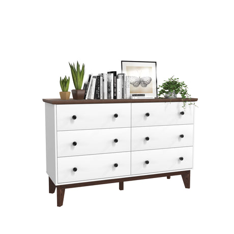 6-Drawer Double Dresser with Wide Drawers,White Dresser for Bedroom