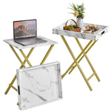 Foldable TV Tray Set of 2 TV,End Table with Removable Food Serving Tray