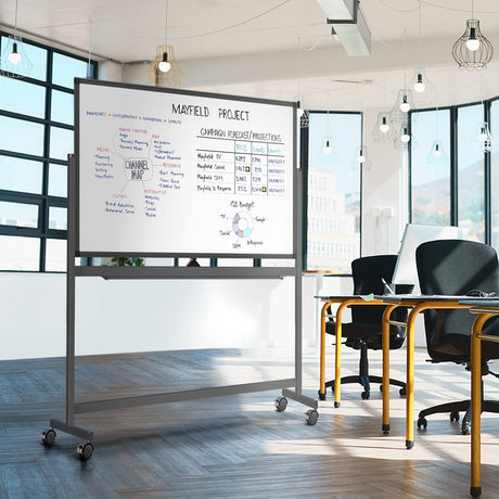 Rolling Dry Erase Board 48 x 32, maxtek Double-Sided Mobile White Board