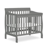 Dream On Me Aden 4-in-1 Convertible Mini Crib In Steel Grey, Greenguard Gold Certified, Non-Toxic Finish, New Zealand Pinewood, With 3 Mattress Height Settings