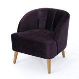 Amaia Modern Velvet Club Chair, Blackberry / Walnut