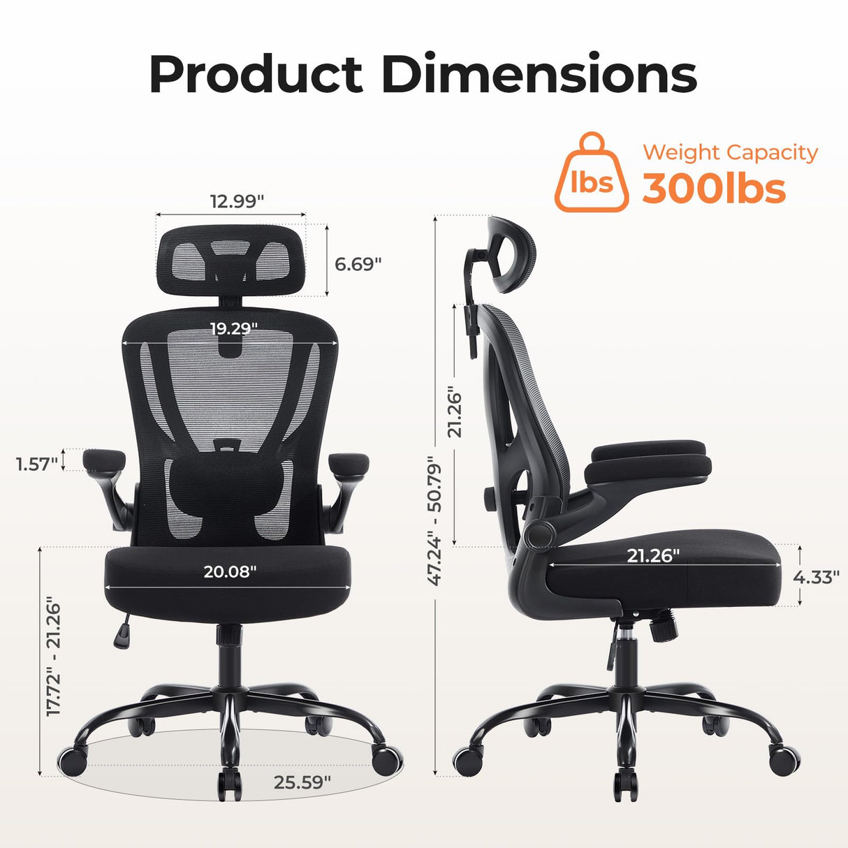 Ergonomic Office Chair with Lumbar Support and Adjustable Headrest