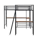 L-Shape Loft Beds with Two Desk Metal Double Twin Loft Beds Frame Heavy