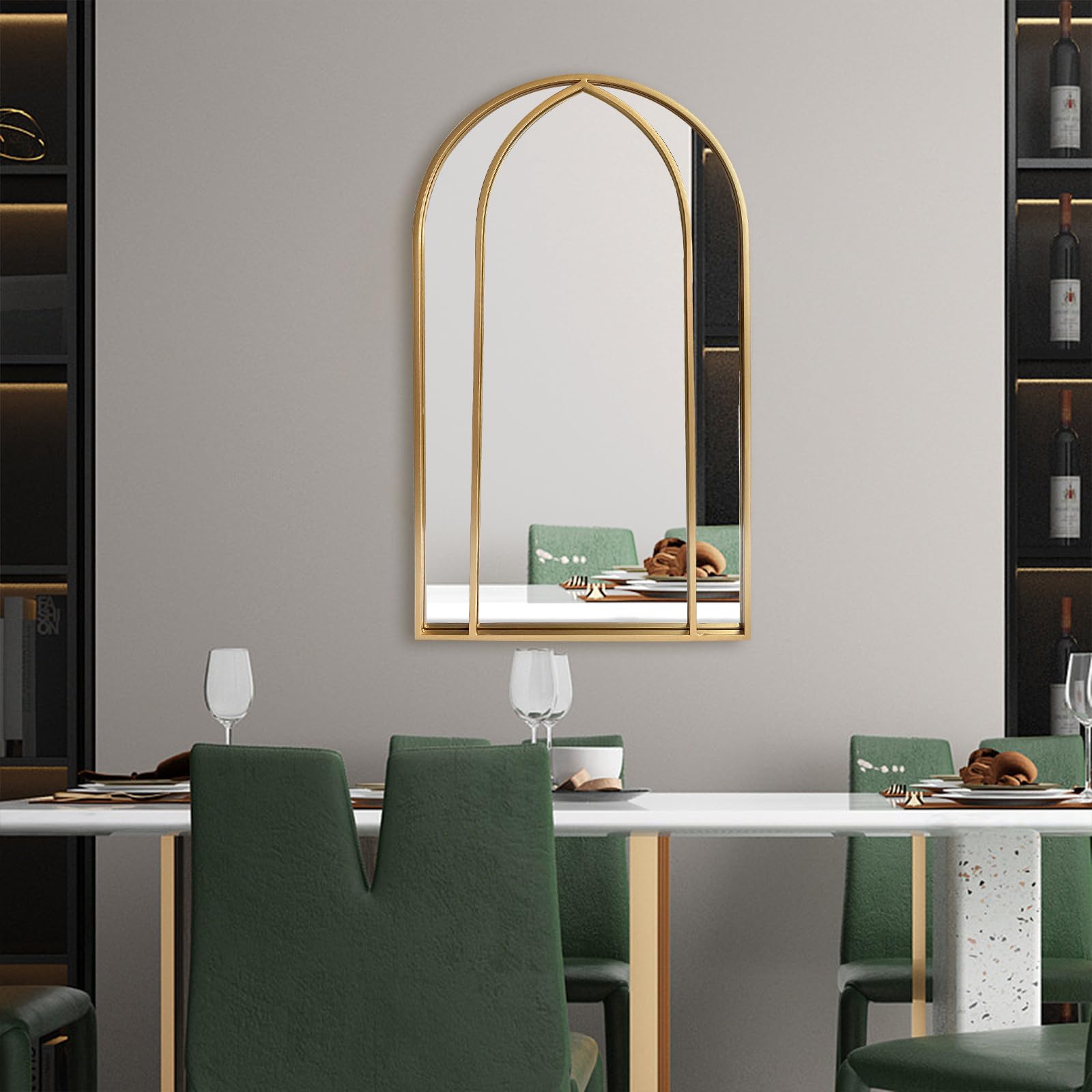 Vanity Wall Mirror Home Decorative Mirror, Gold Arched Mirror