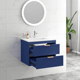 24-Inch Wall-Mounted Bathroom Vanity with Sink, Floating Vanity with 2 Drawers Storage