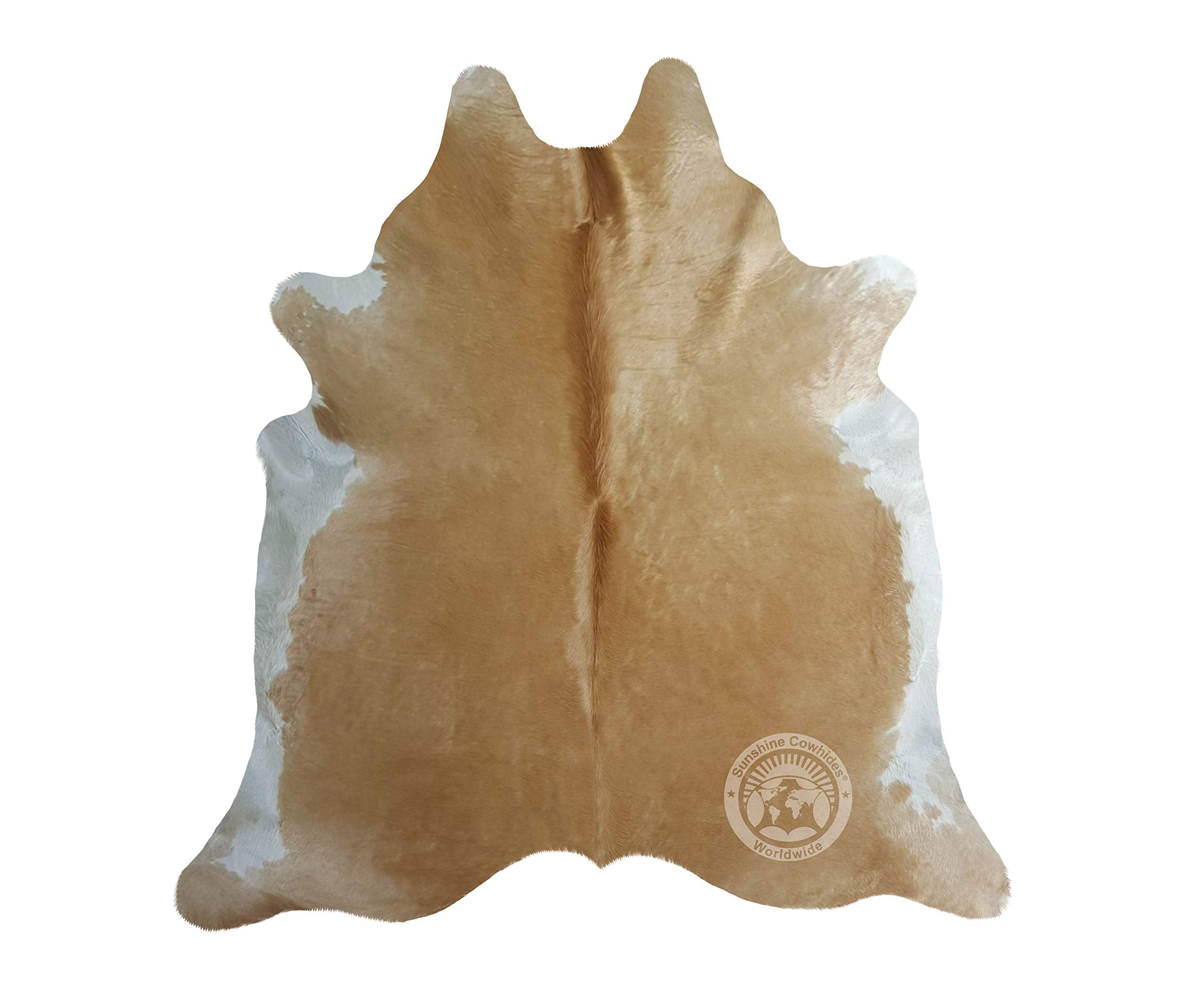 100% Genuine Palomino Beige and White Cowhide Rug - Modern Style Animal Skin Rug