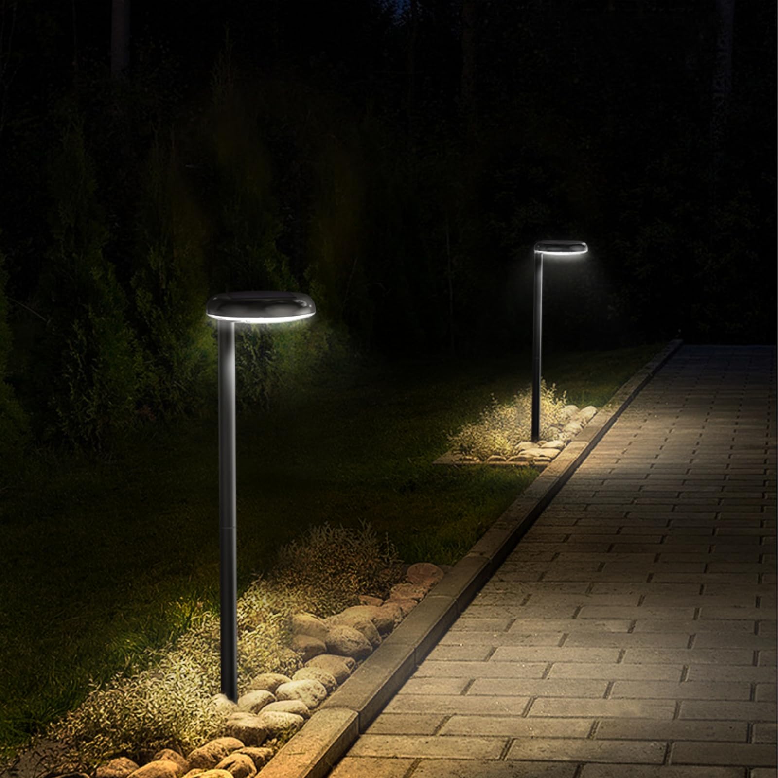 Solar Pathway Lights - Super Bright 300 Lumens with 2-in-1 Warm White & Daylight Color,