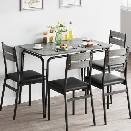 Dining Table Set for 4, Kitchen Table and Chairs for 4, 5 Piece Kitchen Dining Room Table