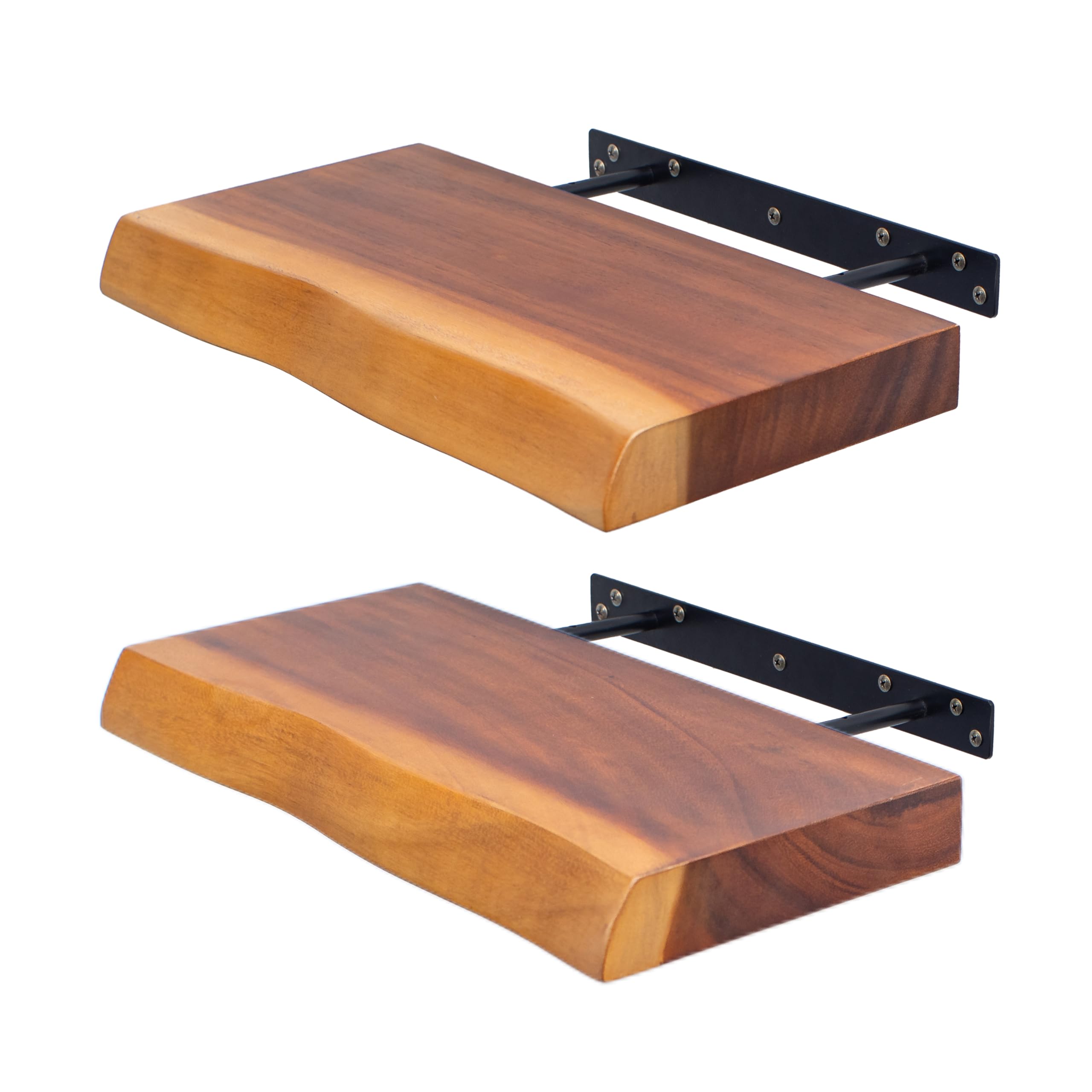 Floating Shelves for Wall – 15.7" Rustic Wall-Mounted Wooden Shelves, Set of 2