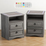 Nightstand Set of 2, Night Stand with Drawers, Accent Bed Side Table and End Table