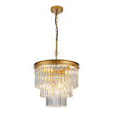 15.7" Gold Crystal Chandelier,Modern 3-Tier K9 Crystal Pendant Lights 6-Light Luxury