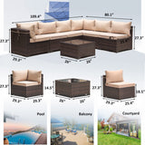 7 Piece Patio Furniture Sets Outdoor Conversation Sofa Set