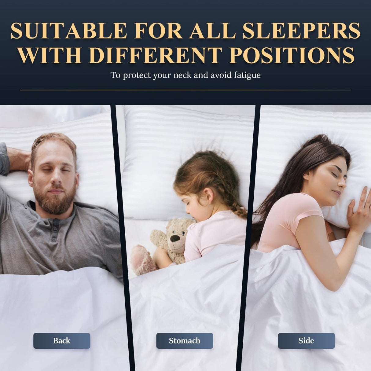 COZSINOOR Bed Pillows Queen Size: Hotel Quality Set of 2 - Down Alternative Microfiber Filled for Back, Stomach, Side Sleepers, Breathable & Skin-Friendly