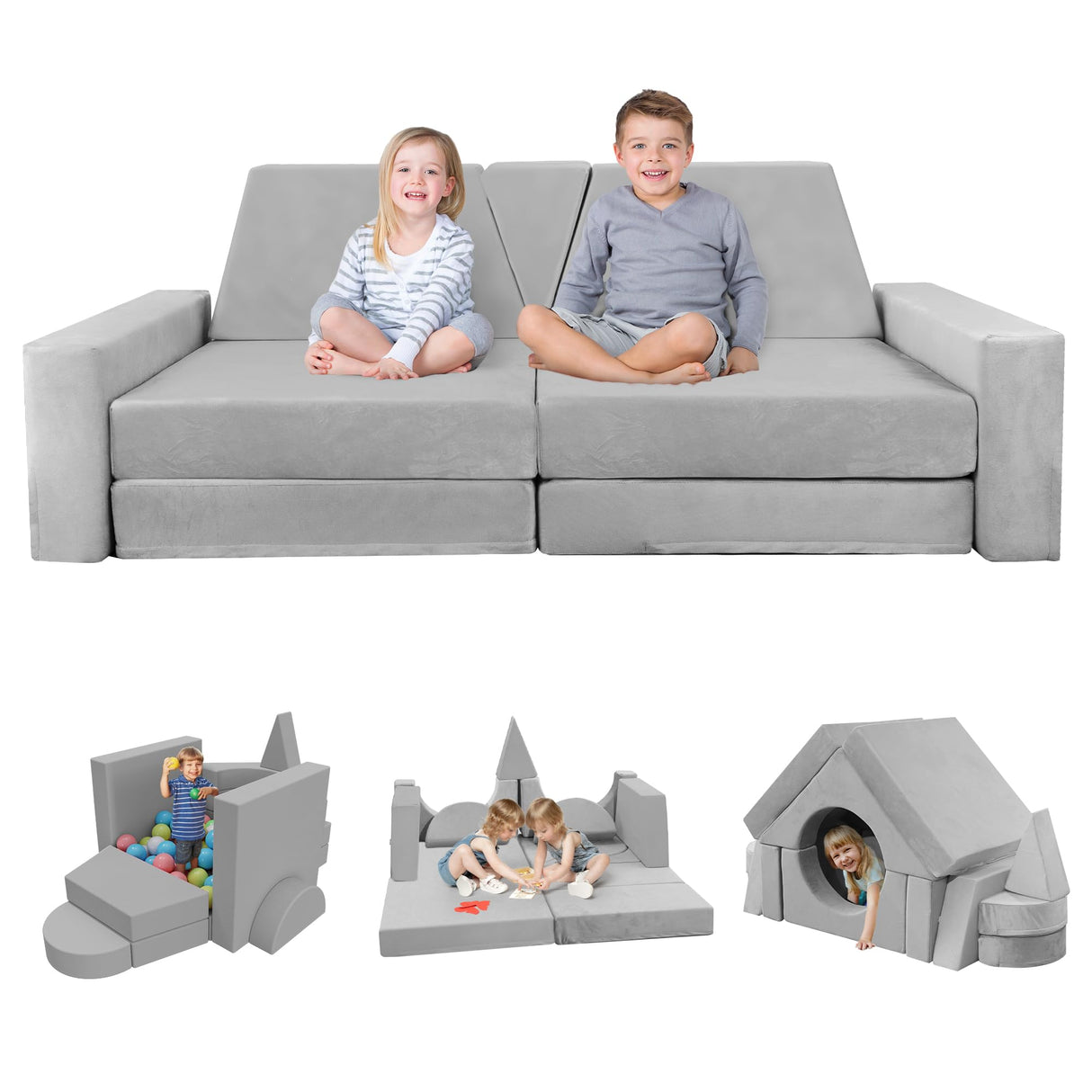 15pcs Modular Kids Play Couch, Kids Couch for Toddler & Children, Toddler Couch,