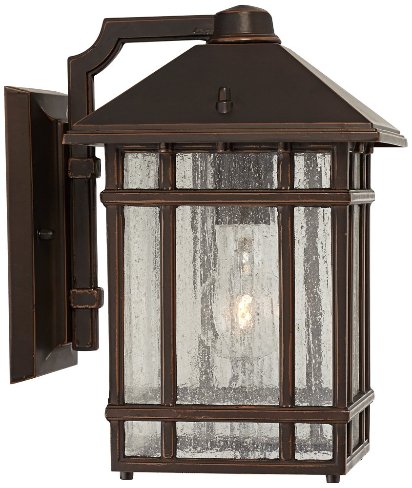 Sierra Craftsman Art Deco Outdoor Wall Light Fixture Rubbed Bronze Brown Steel