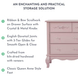 Evolur Aurora 7 Drawer Double Dresser, Dusty Rose