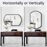 32x20 Black Arched Bathroom Mirror with Scalloped Frame